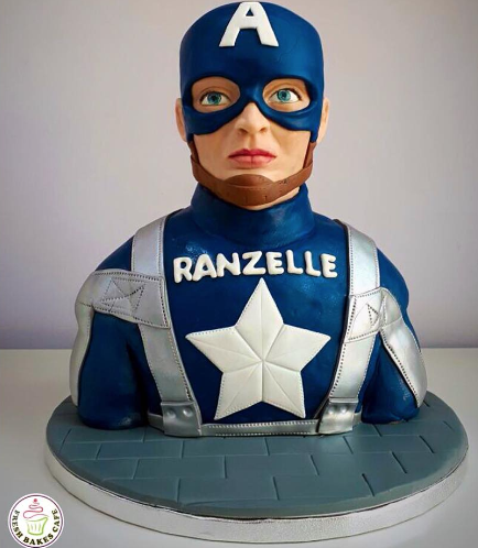 Captain America Themed Cake - Bust Cake 01a