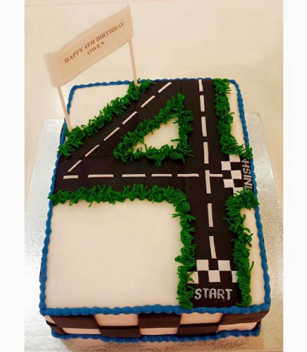 Number Themed Cake - 2D Cake Topper - Race Track