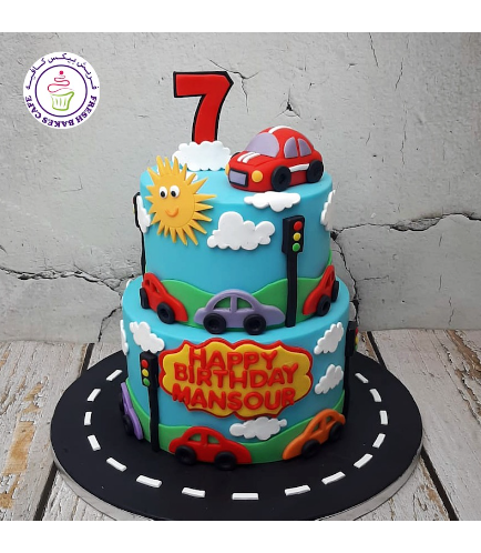 Car Themed Cake - 2D & 3D Cake Toppers - 2 Tier