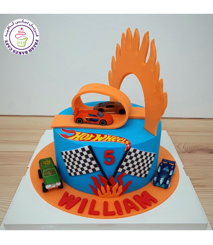 Car Themed Cake - Hot Wheels Themed Cake - 2D Cake Toppers & Toys - 1 Tier 02a