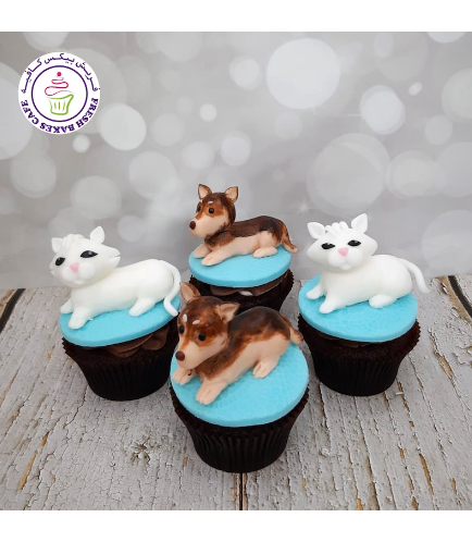 Cupcakes - Cat & Dog - 3D Toppers