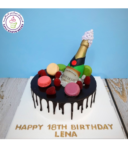 Champagne Themed Cake - 3D Cake Topper & Macarons