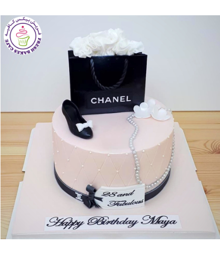 Chanel Themed Cake - Shopping Bag, Necklace, & Shoe - 1 Tier
