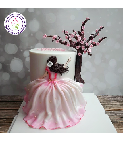 Dress Themed Cake - Cherry Blossom 01a