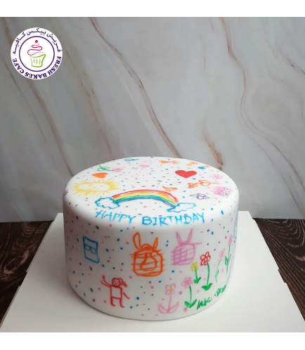 Child's Doodle Themed Cake