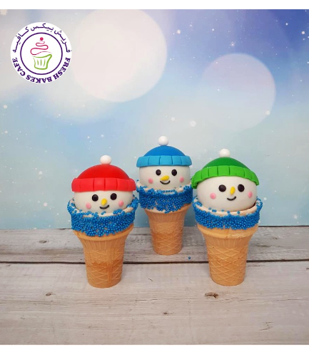 Cone Cake Pops - Snowmen 03
