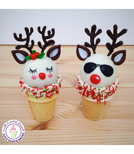 Christmas/Winter Themed Cone Cake Pops - Reindeers 02