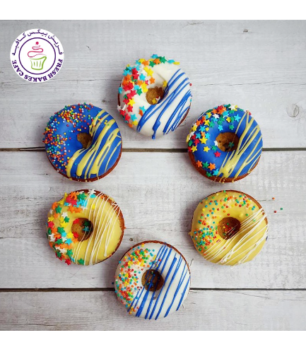Colorful Donuts - Blue, White, & Yellow