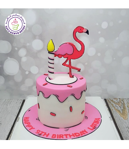 Cake - Candle & Flamingo