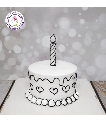 Cake - Candle & Hearts 01