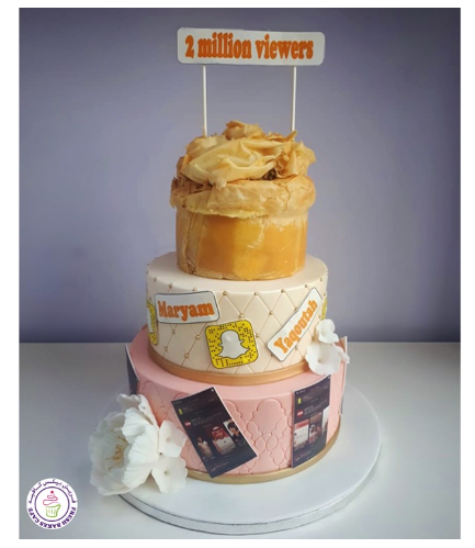 Snapchat Themed Cake - Printed Pictures - 3 Tier