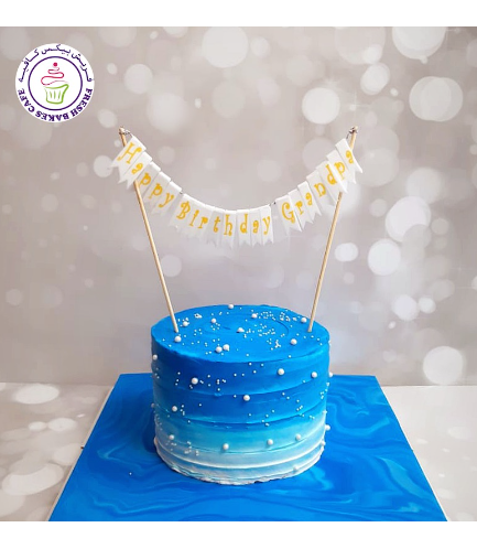 Cream Ombre Cake - Shaded - Blue - Round 01b