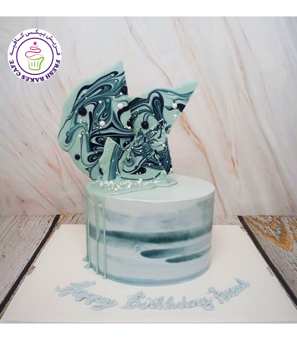 Cream Ombre Cake - Shaded - Grey - with Chocolate & Drizzle