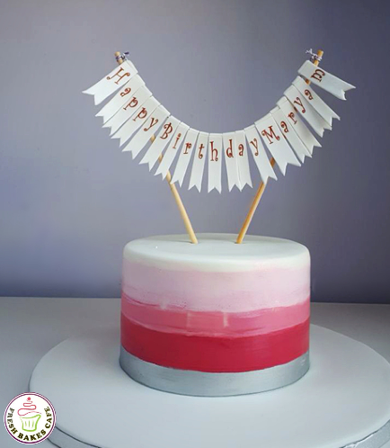 Fondant Ombre Cake - Shaded - Pink, Red, & Silver