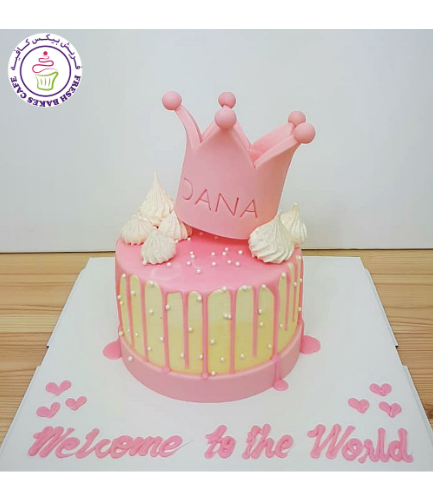 Cake - Baby Shower - Crown - Pink