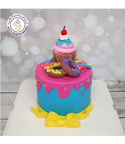 Cupcake, Donuts, & Candies Themed Cake