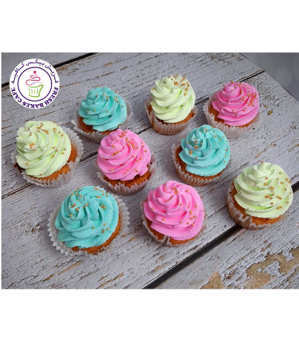 Cupcakes with Colored Icing & Sprinkles 01