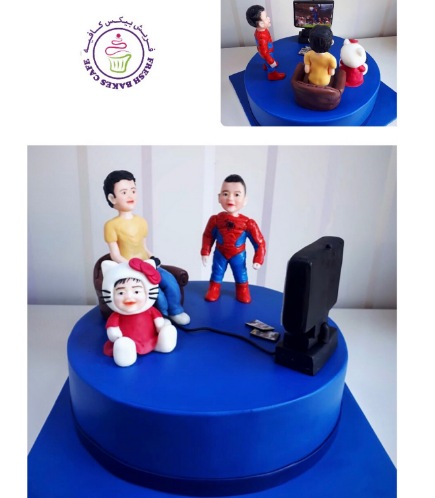 Spider-Man & Hello Kitty Themed Cake - Customized Characters