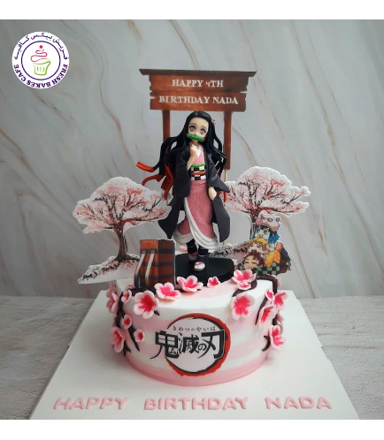 Demon Slayer Themed Cake - Printed Pictures & Toy