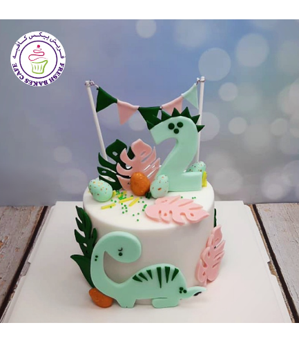 Dinosaur Themed Cake - Cute Dinosaur - 2D Cake Toppers - 1 Tier 05