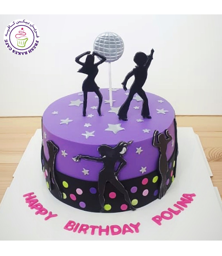 Disco Themed Cake - 2D Cake Toppers - 1 Tier