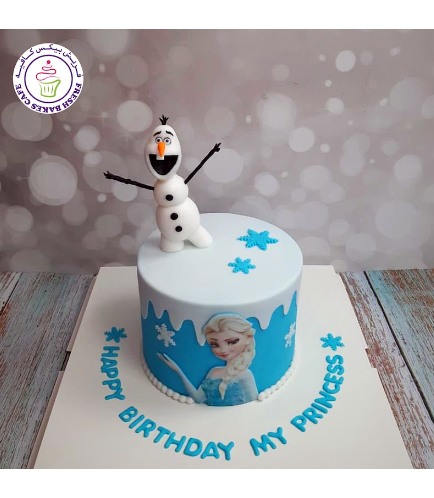 Cake - Olaf - 3D Cake Topper & Printed Picture - 1 Tier 02