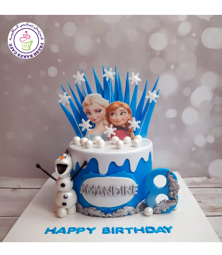 Cake - Olaf - 3D Cake Topper & Printed Picture - 1 Tier 04