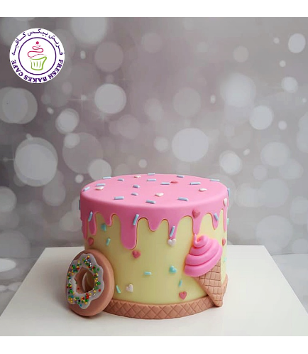 Donut & Ice Cream Themed Cake 01