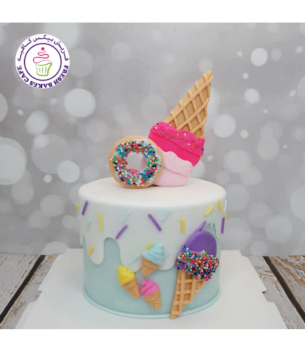 Donut & Ice Cream Themed Cake 02