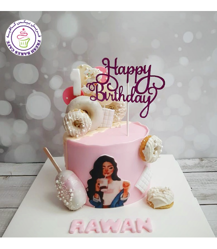 Donuts, Popsicake, & Chocolates Themed Cake - Printed Picture