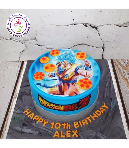 Dragon Ball Z Themed Cake - Super Saiyan Blue - Printed Picture