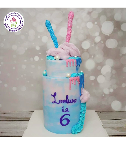 Cake - Cream Piping & Cotton Candy - 2 Tier