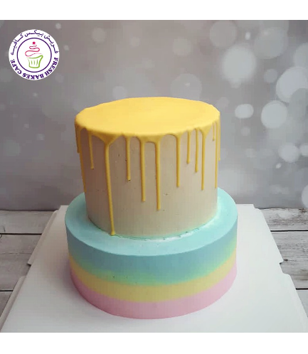 Cake - Layered Colored Cream - 2 Tier