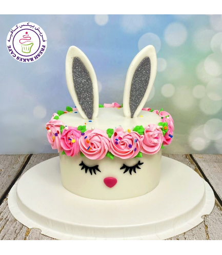 Cake - Rabbit  - 2D Cake - Cream Roses