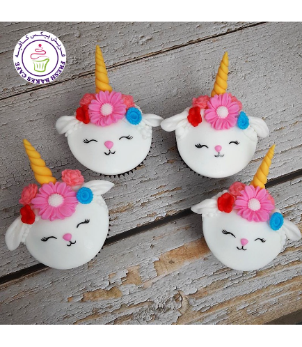 Cupcakes - Sheep Face - 2D Toppers - Sheep Unicorn
