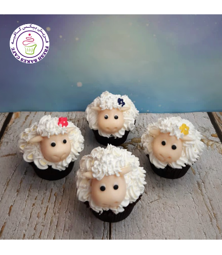 Cupcakes - Sheep - 3D Toppers - Cream & Fondant 01
