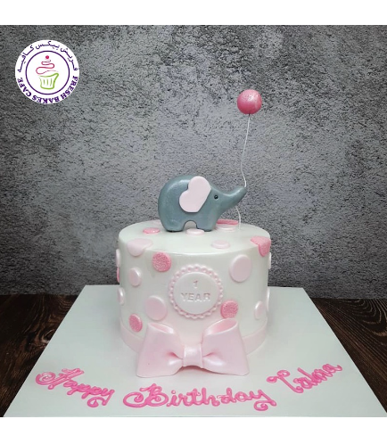 Cake - Elephant - 2D Cake Topper - Pink 02