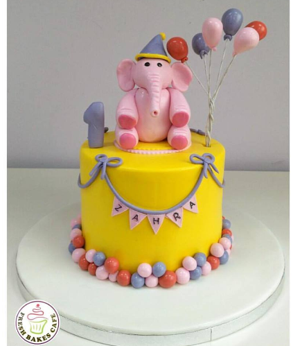 Cake - Party Hat - Elephant - 3D Cake Topper 01 - Pink