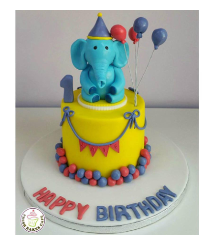 Cake - Party Hat - Elephant - 3D Cake Topper 01 - Blue