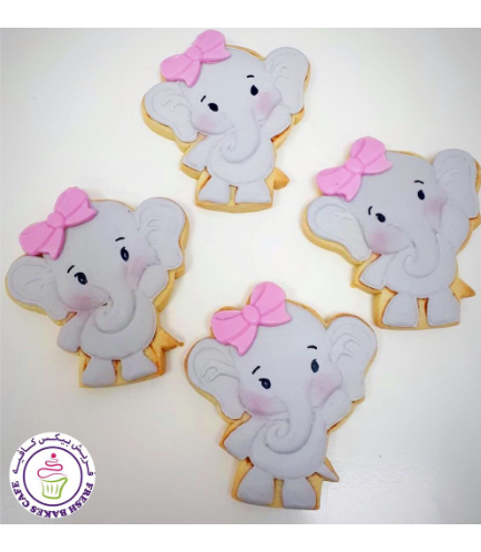 Elephant Themed Cookies - Front View - Girl