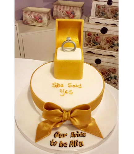 Engagement Themed Cake - 3D Engagement Ring Box Cake Topper 01
