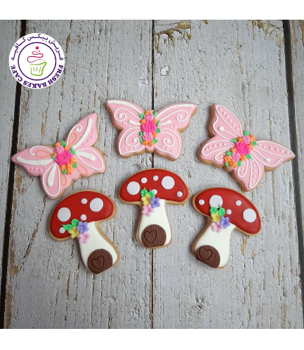 Fairies Themed Cookies - Butterflies & Mushrooms