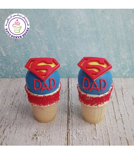 Father's Day Themed Cone Cake Pops - Super Dad
