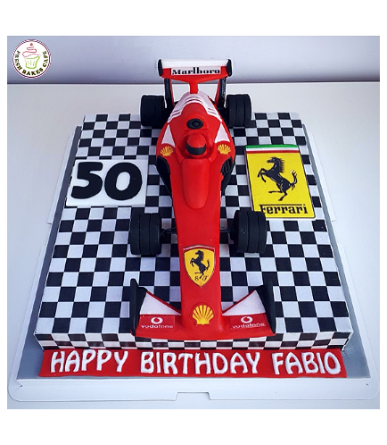Car Themed Cake - Ferrari - Car - 3D Cake Topper - 1 Tier 01b