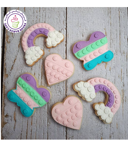 Fidget Toy Themed Cookies - Rainbow, Heart, & Butterfly
