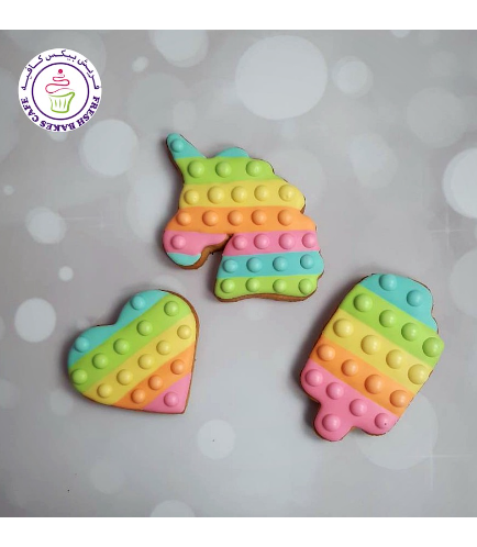 Fidget Toy Themed Cookies - Unicorn, Heart, & Popsicle