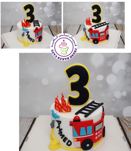 Fire Engine Themed Cake - 2D Fondant Picture 02