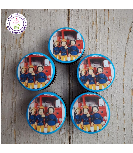 Fireman Sam Themed Cupcakes - Printed Pictures