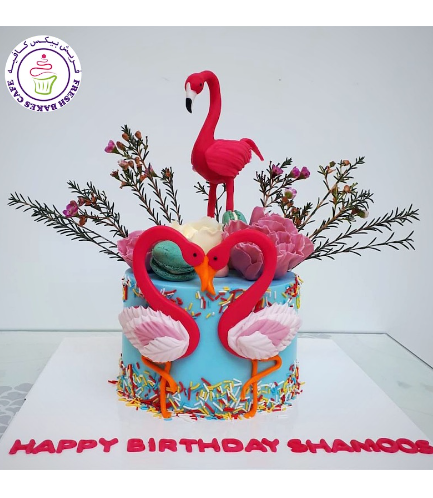 Cake - Flamingo - 2D & 3D Cake Toppers - 1 Tier