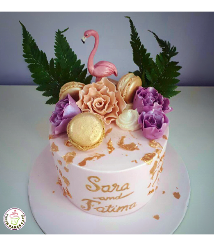 Cake - Flamingo - 3D Cake Topper - Roses & Macarons 01b